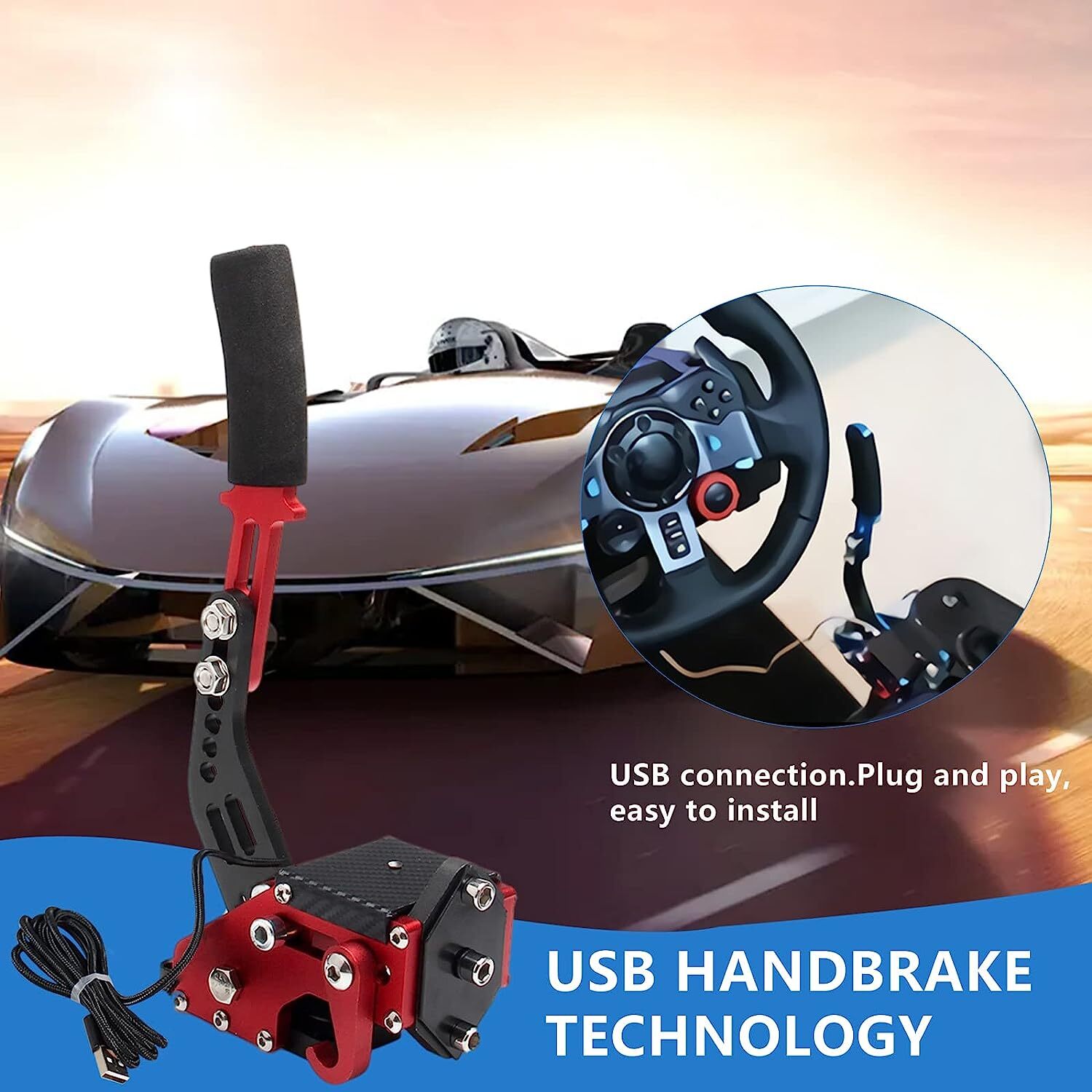 64 Bit USB PC Handbrake SIM Fi - Racing Pedal Set 评论和价格